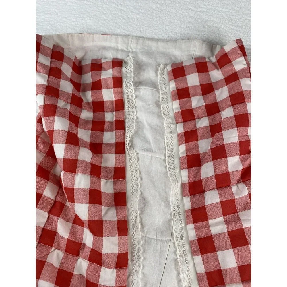 VTG‎ 70s 80s Handmade Red Gingham Quilt 53x39 Bunny Appliqué Cottagecore Easter